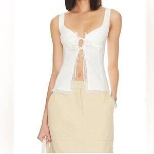 MORE TO COME Cristal Tie Front Top in White